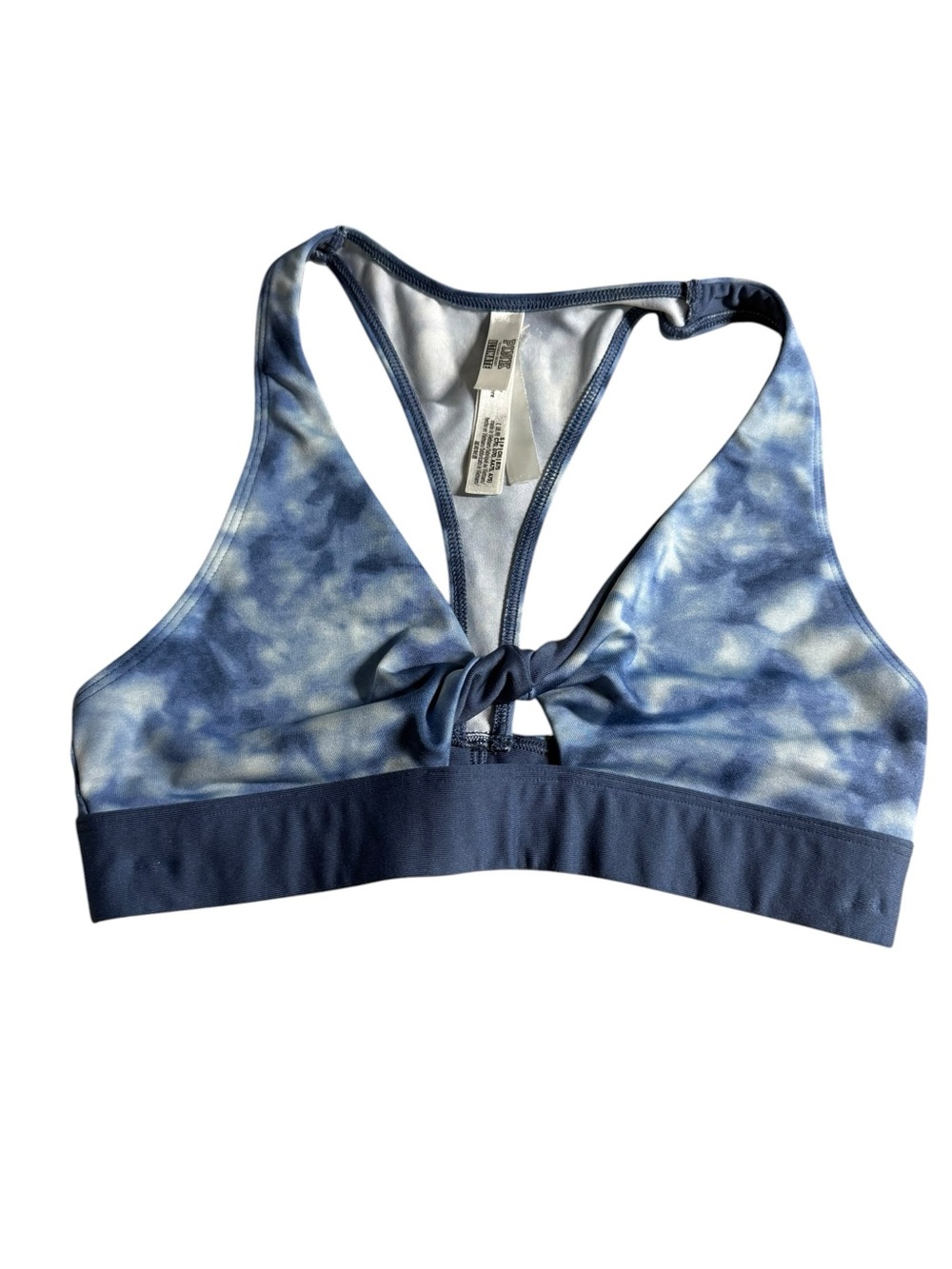 PINK Victoria's Secret Blue Tie-Dye Knot-Front Racerback Sports Bra